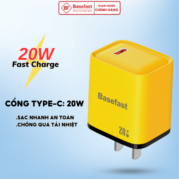 Củ sạc nhanh 20W Basefast-B21 chất liệu cao cấp chống quá tải nhiệt cho samsung xiaomi