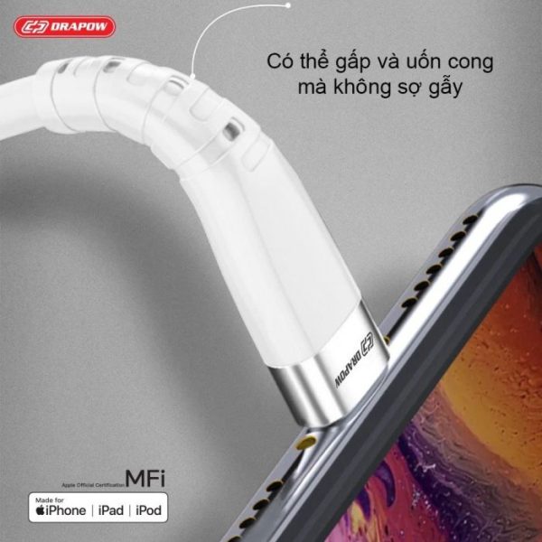 Dây cáp sạc nhanh 2M iPhone C to L chuẩn MFI hãng DRAPOW CF22 Dây cáp sạc nhanh 2M iPhone C to L chuẩn MFI hãng DRAPOW CF22