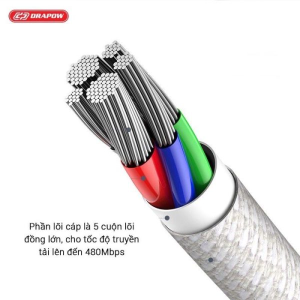 Dây cáp sạc nhanh 2M iPhone C to L chuẩn MFI hãng DRAPOW CF22 Dây cáp sạc nhanh 2M iPhone C to L chuẩn MFI hãng DRAPOW CF22