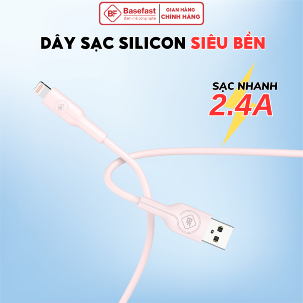 Cáp sạc nhanh Silicon 2.4A USB to Lightning - Basefast MECURY SERI CS56i