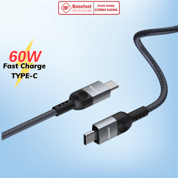 Dây sạc nhanh Type C 60W basefast cáp sạc bọc dù chống gãy cho android samsung xiaomi máy tính bảng