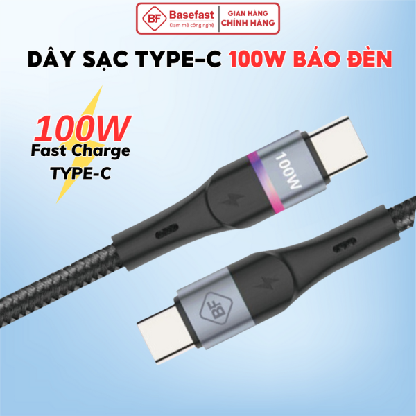 Cáp sạc nhanh 100W Type C to Type C có đèn báo sạc - Basefast VENUS SERI CS88