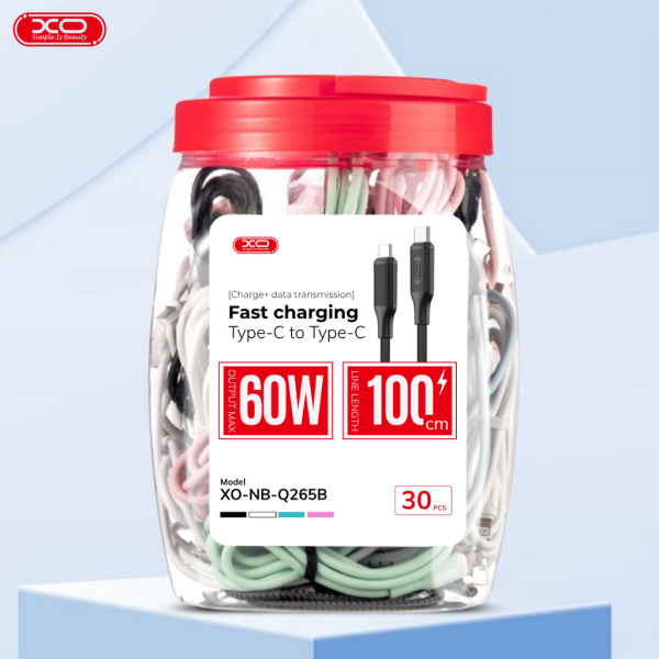 Cáp Sạc Đóng Hũ 30 cái XO NB-Q265B C-C 60W