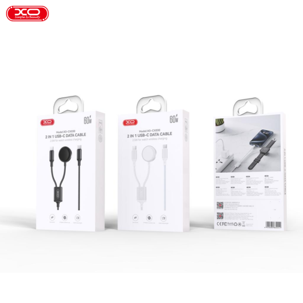 Cáp sạc 2IN1 XO-CX030 – Sạc AW, PD 60W, truyền dữ liệu ổn định