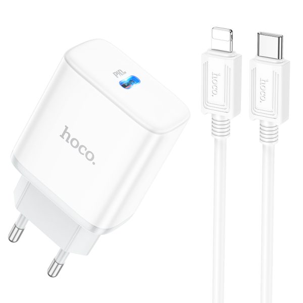 BỘ SẠC NHANH 20W HOCO C104A (C-L) PD KÈM CÁP TYPE C RA IPHONE LIGHTNING CHO IPHONE 11 12 13 PRO MAX