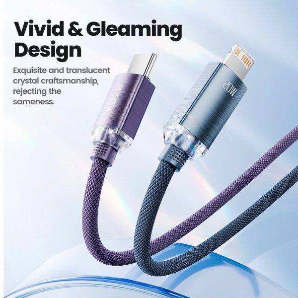 ￼Cáp sạc nhanh Toocki PD 20W Cáp dữ liệu loại C đến L 2.4A USB sang L Dây pha lê Thiết kế rõ ràng Cá