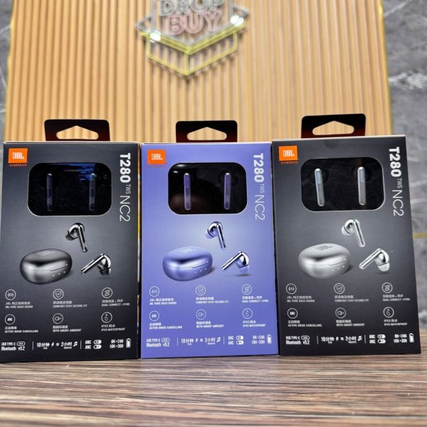 Màu Đen - Tai nghe Bluetooth hãng JBL T280 TWS NC2, chống ồn chủ động ANC, hàng chính hãng