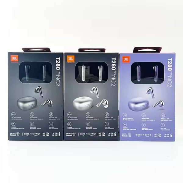 Màu Đen - Tai nghe Bluetooth hãng JBL T280 TWS NC2, chống ồn chủ động ANC, hàng chính hãng