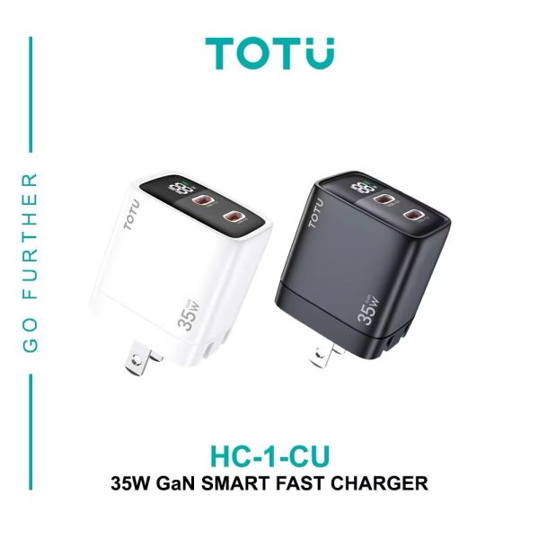 CỦ SẠC TOTU 35W 2 CỔNG C + LED GAN