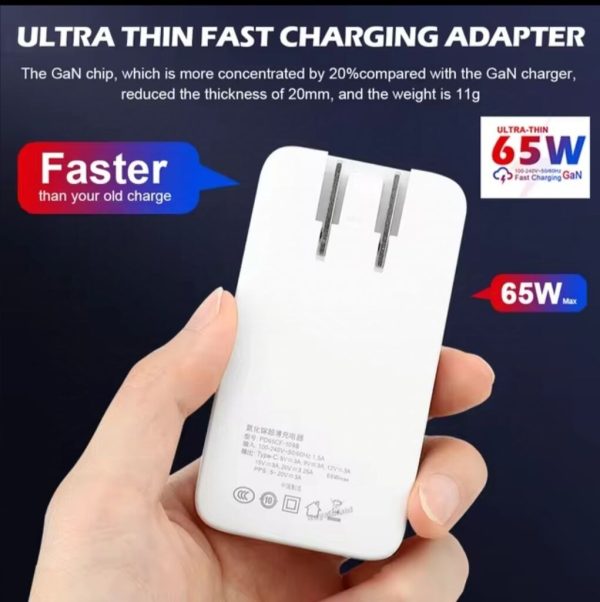 Củ sạc GaN 65W siêu mỏng, nhẹ chân gập tiện lợi, hỗ trợ nhiều công nghệ sạc