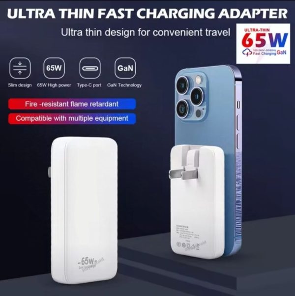 Củ sạc GaN 65W siêu mỏng, nhẹ chân gập tiện lợi, hỗ trợ nhiều công nghệ sạc