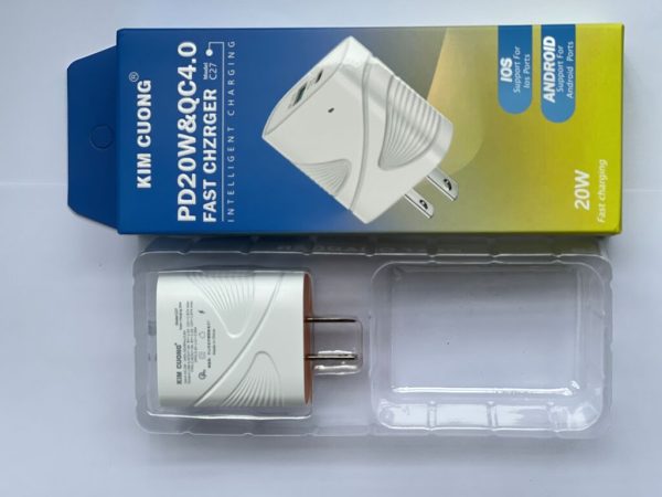 Sạc nhanh 2 cổng ( Qc4.0+ PD20w) Kim Cương Chính Hãng.