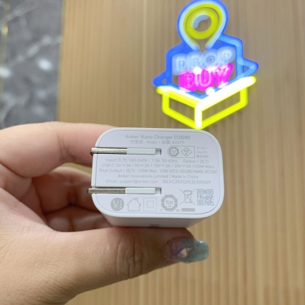 Củ sạc nhanh Nano 100W ANKER A2679 - 2 chân dẹt gập - màu trắng (ko hộp, ko kèm cáp)