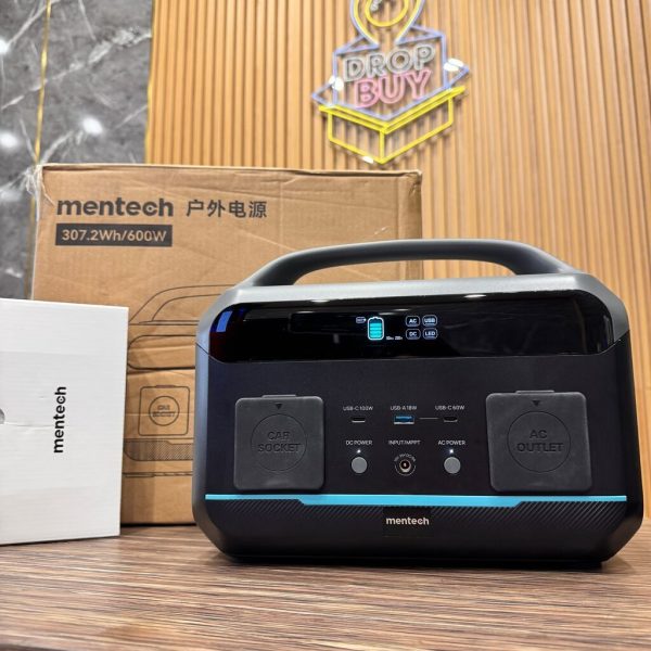 Trạm sạc Mentech MT600 600W, 2 cổng C 100w & 60w, cổng điện 220V, có đèn chiếu sáng