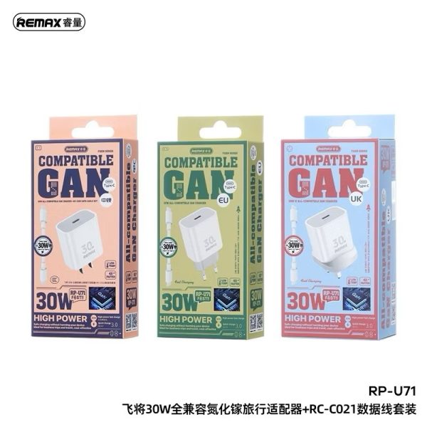 ￼Bộ củ cáp sạc nhanh Remax RP-U71 GAN 30W Type C to Type C hàng siêu xịn