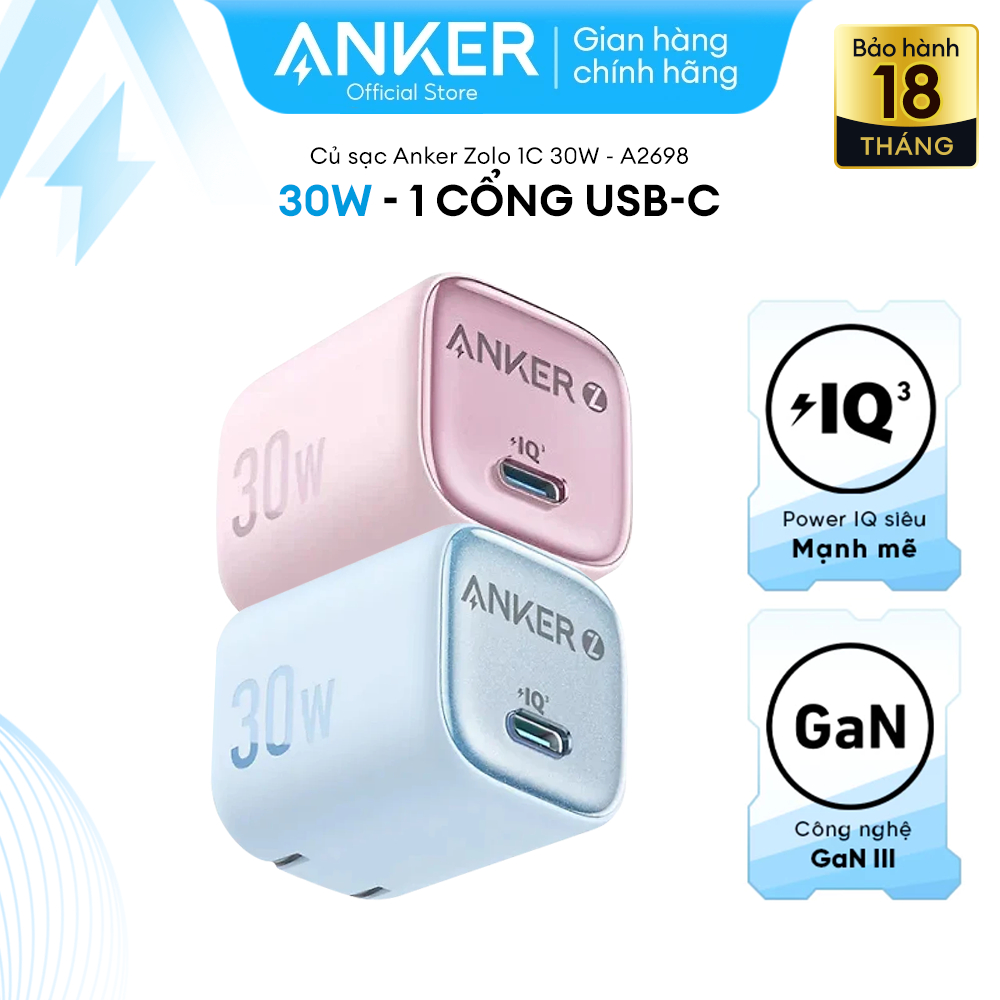 Củ sạc nhanh 30W Anker Zolo A2698  1 cổng USB-C ( bản F )