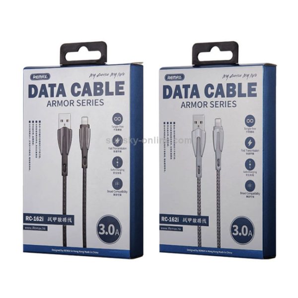 Cáp sạc nhanh bọc dù Lightning REMAX RC-162i 3.0A