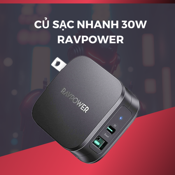 [Củ Sạc] Sạc Nhanh 30W Chính Hãng RAVPOWER 30w