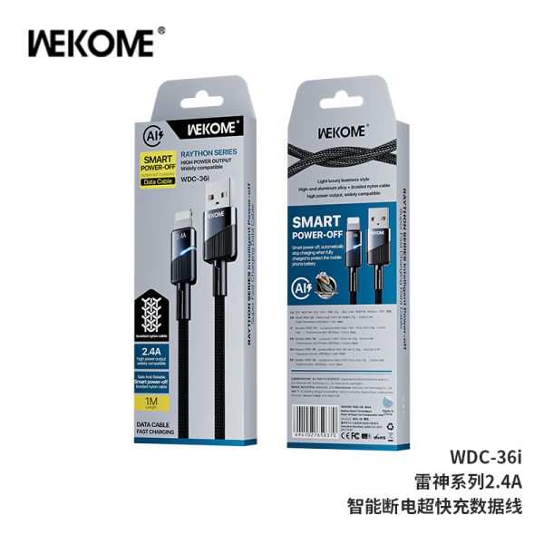 Cáp Sạc WEKOME WDC-36i  USB to Lightning | Tự Ngắt Thông Minh