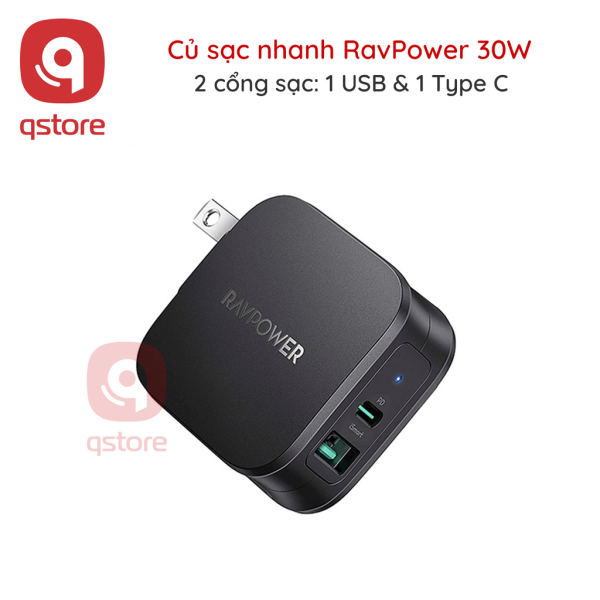Củ sạc nhanh RavPower 30W 2 cổng