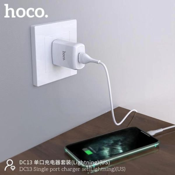 Bộ củ kèm cáp sạc Hoco DC13 lightning chính hãng hoco