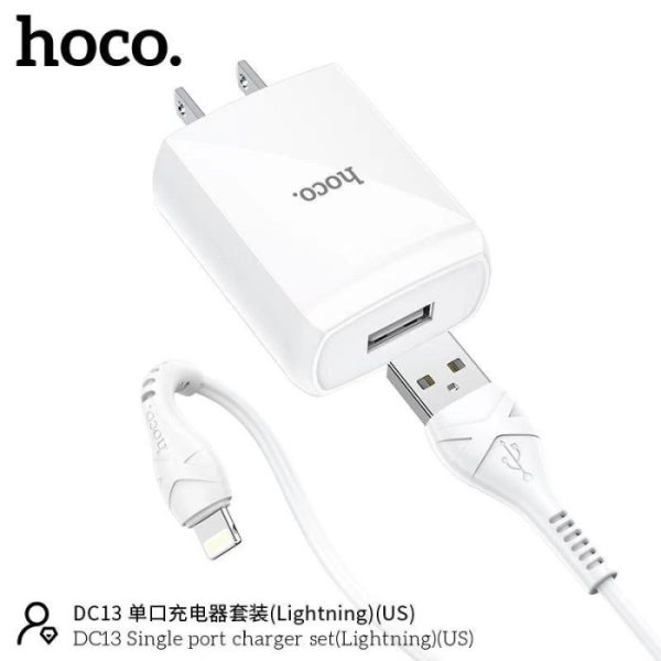 Bộ củ kèm cáp sạc Hoco DC13 lightning chính hãng hoco Bộ củ kèm cáp sạc Hoco DC13 lightning chính hãng hoco