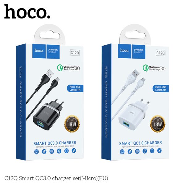 Bộ sạc nhanh Hoco C12Q đầu ra Micro, TypeC, iPhone