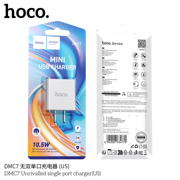 Bộ sạc Hoco DMC7 10,5W kèm cáp đầu ra Micro, TypeC, LightNing