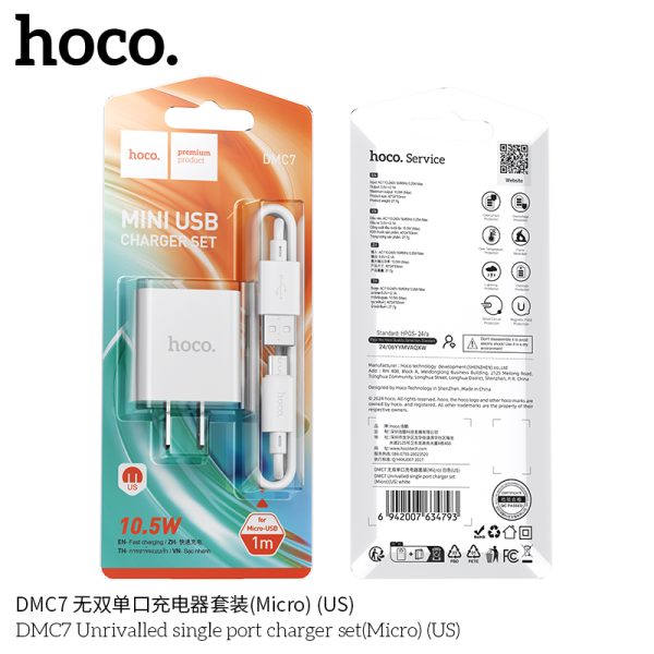 Bộ sạc Hoco DMC7 10,5W kèm cáp đầu ra Micro, TypeC, LightNing