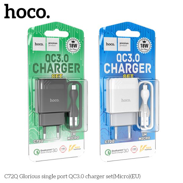 Bộ sạc Hoco 18W C72Q đầu ra Micro, TypeC, iPhone