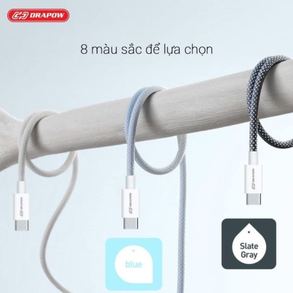 Cáp dây dù Drapow CZ11 sạc nhanh C to C 100w dài 2 mét - sạc được Laptop / iPhone 15 / Android