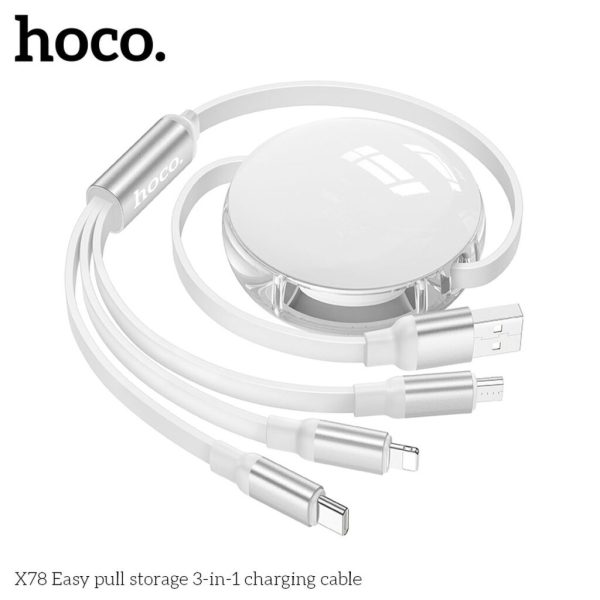 Cáp sạc đa năng 3 đầu dây rút Hoco X78 3in1