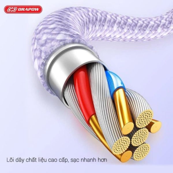 Cáp sạc dây dù siêu nhanh 100W chân C to C Drapow CZ11 cho iPhone 15 & Android dài 1m