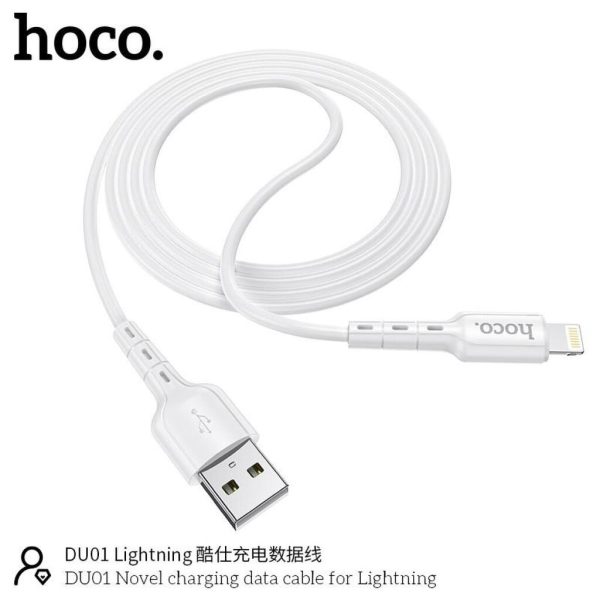 Cáp sạc DU01 Hoco Lightning iPhone dài 1m , dây nhựa cứng cáp chống gãy gập