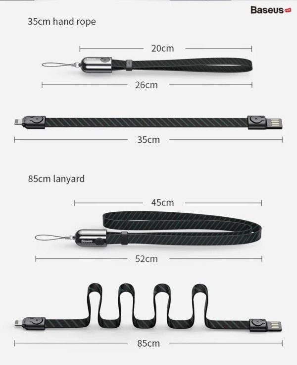 Cáp sạc Lighting tích hợp dây đeo vải mềm đa năng Baseus Collar Lanyard cho iPhone/ iPad (2.4A) 1m