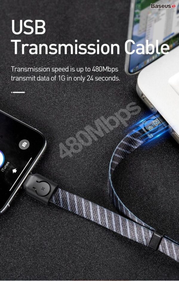 Cáp sạc Lighting tích hợp dây đeo vải mềm đa năng Baseus Collar Lanyard cho iPhone/ iPad (2.4A) 1m