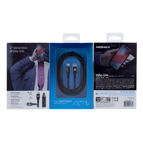 Cáp sạc nhanh 20W cho iPhone và iPad Momax Elite Link USB C to Lightning Cáp bện nylon 1,2m MFI DL31 Cáp sạc nhanh 20W cho iPhone và iPad Momax Elite Link USB C to Lightning Cáp bện nylon 1,2m MFI DL31