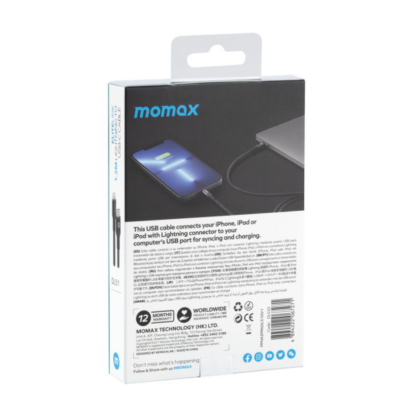 Cáp Sạc nhanh 20W Momax Elite Link Type C to Lightning MFI 1.2m DL51