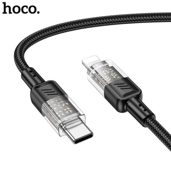 Cáp sạc nhanh 27w Hoco U129 chân Type C sang Linhning, dây truyền dữ liệu trong suốt, dài 1.2m