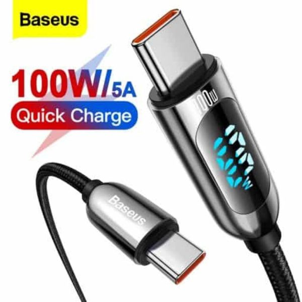 Cáp sạc nhanh dài 2m Baseus C to C 100W màn LED, Cáp sạc nhanh 100W Baseus Display Fast Charging Dat