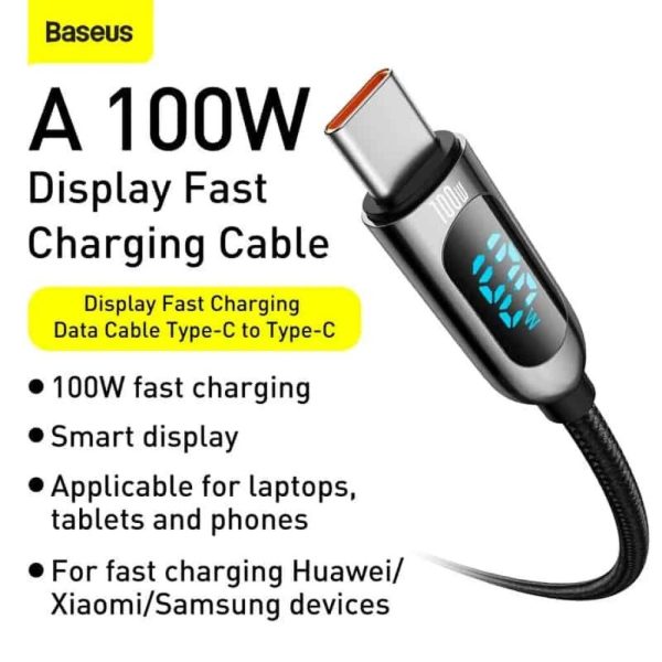 Cáp sạc nhanh dài 2m Baseus C to C 100W màn LED, Cáp sạc nhanh 100W Baseus Display Fast Charging Dat Cáp sạc nhanh dài 2m Baseus C to C 100W màn LED, Cáp sạc nhanh 100W Baseus Display Fast Charging Dat