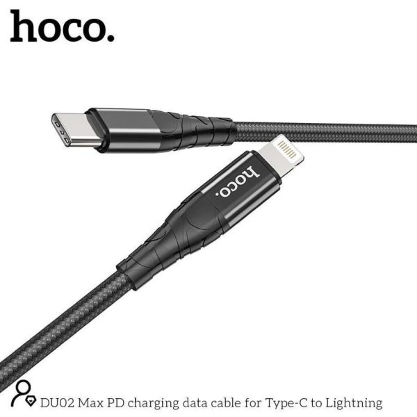 Cáp sạc nhanh PD 20W hỗ trợ truyền dữ liệu chân Typec sang lightning hoco DU02 Cáp sạc nhanh PD 20W hỗ trợ truyền dữ liệu chân Typec sang lightning hoco DU02