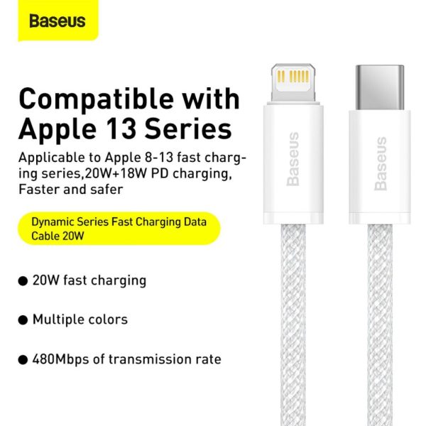 Cáp sạc nhanh siêu bền C to Lightning Baseus Dynamic Series FAST CHARGING DATA CABLE 20W Cáp sạc nhanh siêu bền C to Lightning Baseus Dynamic Series FAST CHARGING DATA CABLE 20W