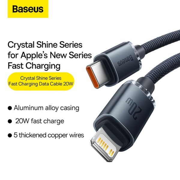 Cáp sạc nhanh, truyền dữ liệu tốc độ cao siêu bền Type C to Lightning Baseus Crystal Shine Series