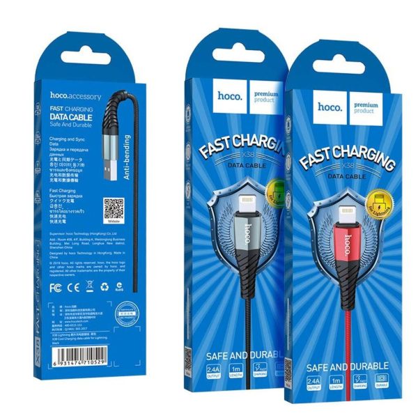 Cáp sạc nhanh, truyền tải dữ liệu dây dài 1m Hoco X38 Lightning