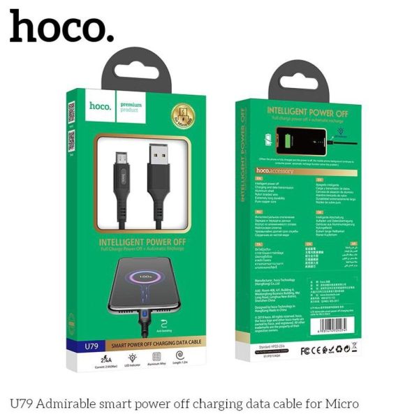 Cáp sạc nhanh tự ngăt điện thông minh, lõi đồng nguyên chất khi đầy sau 30 phút chân micro hoco U79 micro hoco U79
