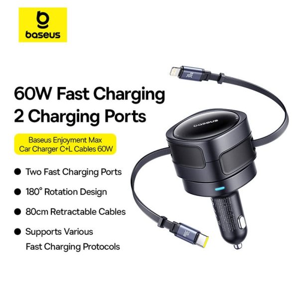 Tẩu Sạc Nhanh Kèm Cáp Baseus Enjoyment Max Car Charger 60W