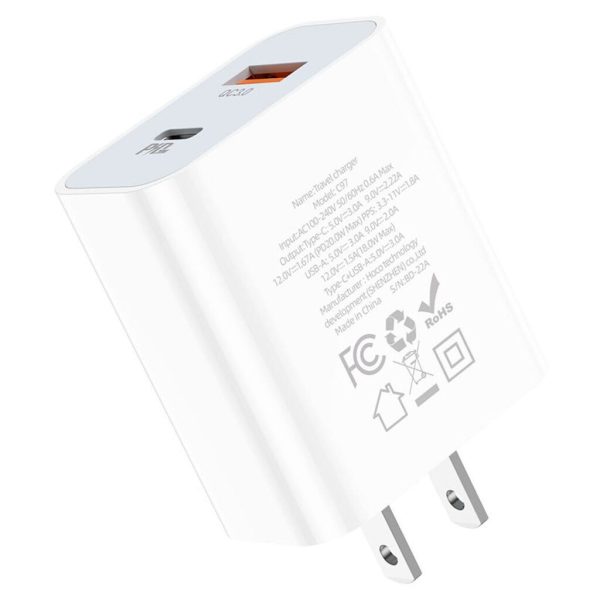 ￼Cốc - Củ Sạc Hoco C97 Sạc Nhanh PD20W Cổng USB Và Type-C, QC3.0 Chống Cháy Nổ Cao Cấp