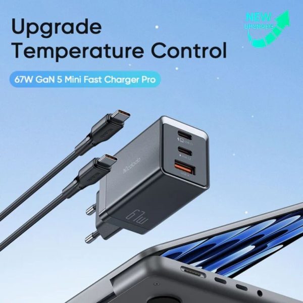 Cốc Sạc Nhanh Mcdodo 67W 2C1U Gan5 mini Fast Charger Kit Pro (2 Type-C + USB, Kèm cáp) Cốc Sạc Nhanh Mcdodo 67W 2C1U Gan5 mini Fast Charger Kit Pro (2 Type-C + USB, Kèm cáp)