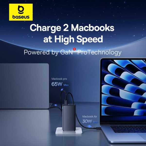 Cốc Sạc Nhanh OS-Baseus GaN6 Pro Fast Charger 2C+2U 100W (Chân tròn, Kèm cáp C to C 100W, 1m)